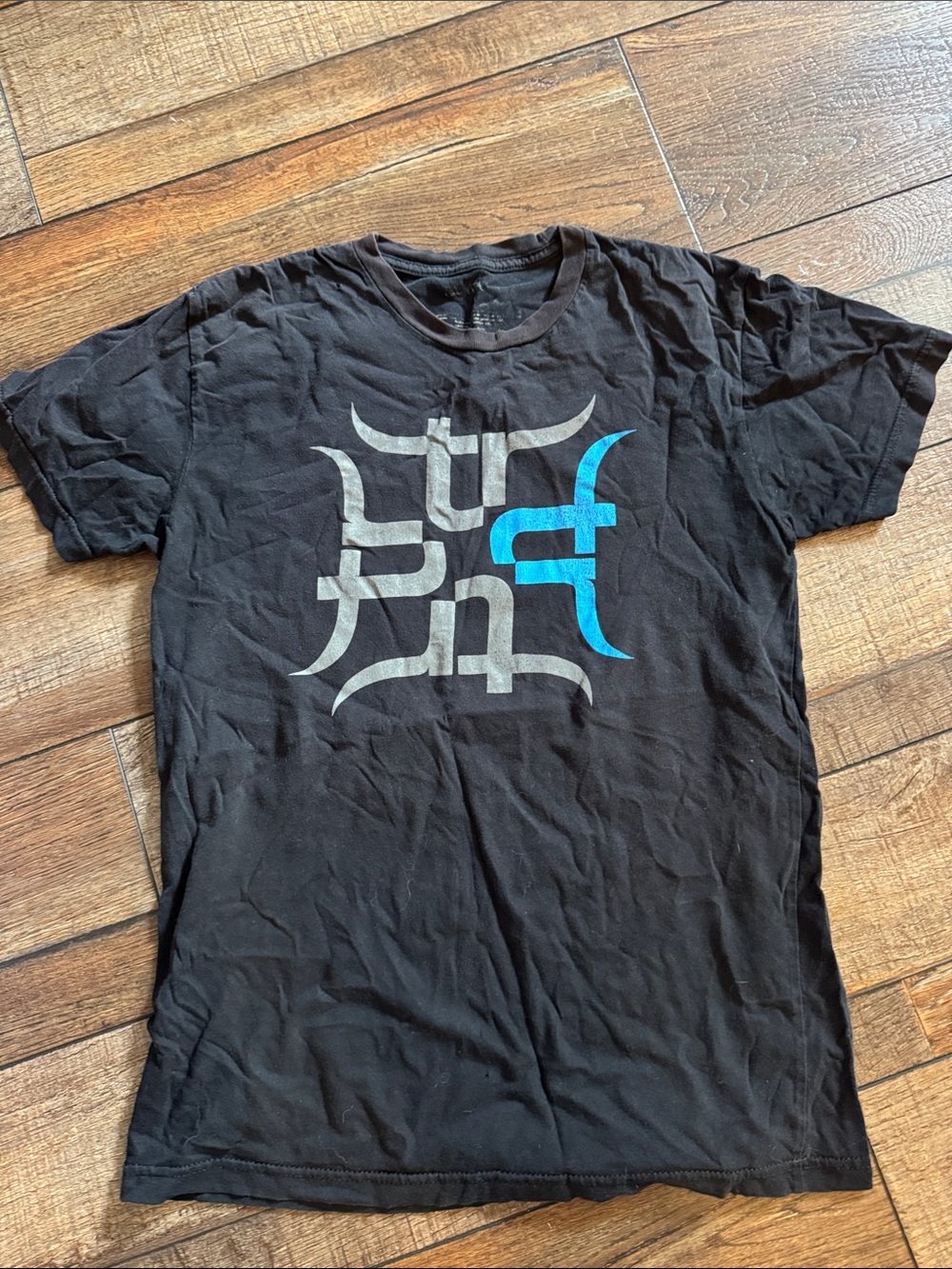 Black SayIWont Team Roper Graphic Tee with Blue & Gray Accents